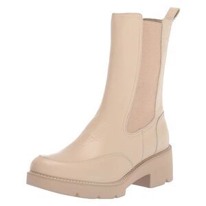 NATURAL SKIN Womens Beige Pull Tab Domino Toe Block Heel Leather Chelsea 10 M